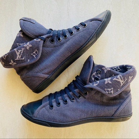 LOUIS VUITTON Monogram Denim High Top Sneakers - Picture 2 of 14